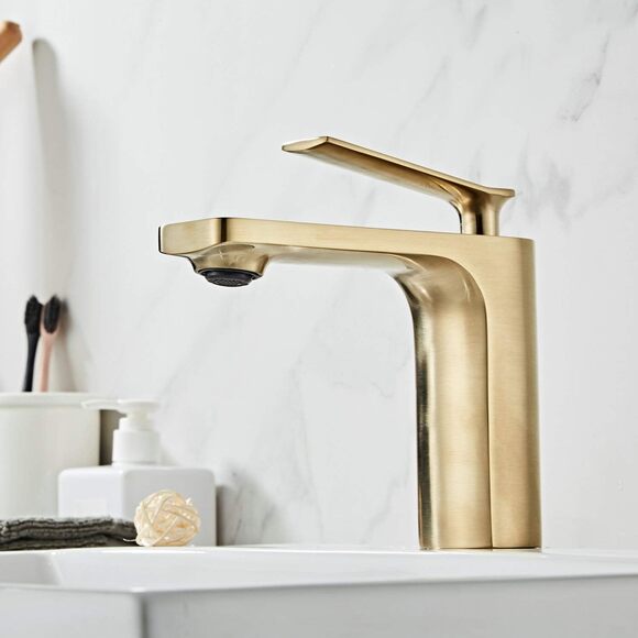 BEELEE Faucet Bathroom Sink Lavatory Vessel with Single Handle Gold Solid Brass - Picture 2 of 13